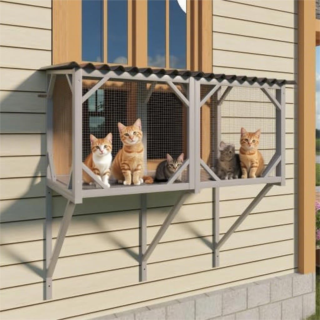Cat Window Enclosure,Outdoor Cat Enclosure - Window Perch for Sunbathing, Napping, Overlooking - Hammock for Safely Enjoying Outdoor Sights