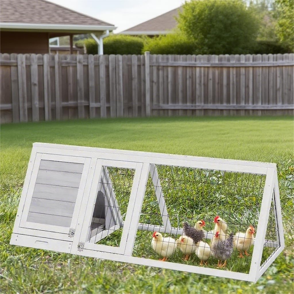 Chicken Coop for 2 Chickens Small Rabbit Hutch Quail Coop Wooden Bunny Cages Outdoor Chicken House w/Ventilating Wire
