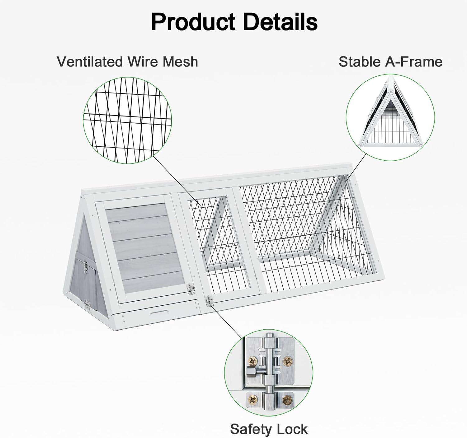 Chicken Coop for 2 Chickens Small Rabbit Hutch Quail Coop Wooden Bunny Cages Outdoor Chicken House w/Ventilating Wire