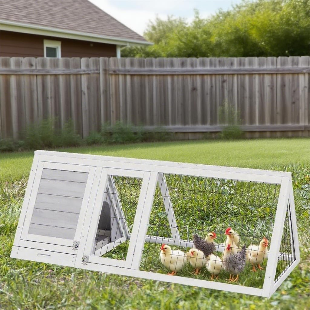 Chicken Coop for 2 Chickens Small Rabbit Hutch Quail Coop Wooden Bunny Cages Outdoor Chicken House w/Ventilating Wire