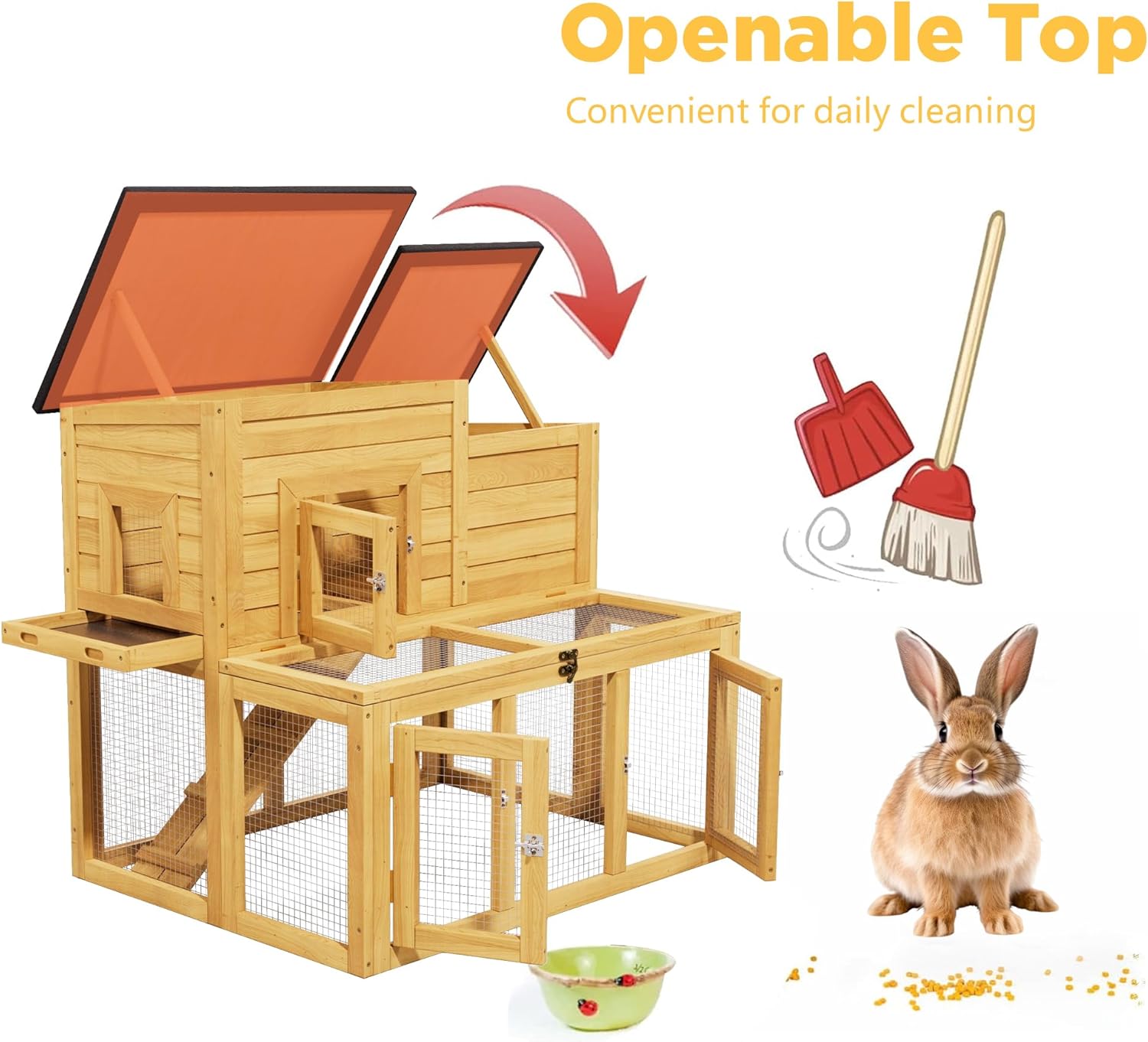 Chicken Coop Outdoor Wooden for 2-4 Chickens with Bitumen Waterproofing Roof, Runways, Pull-Out Trays and Openable Top for Backyard Poultry Cage