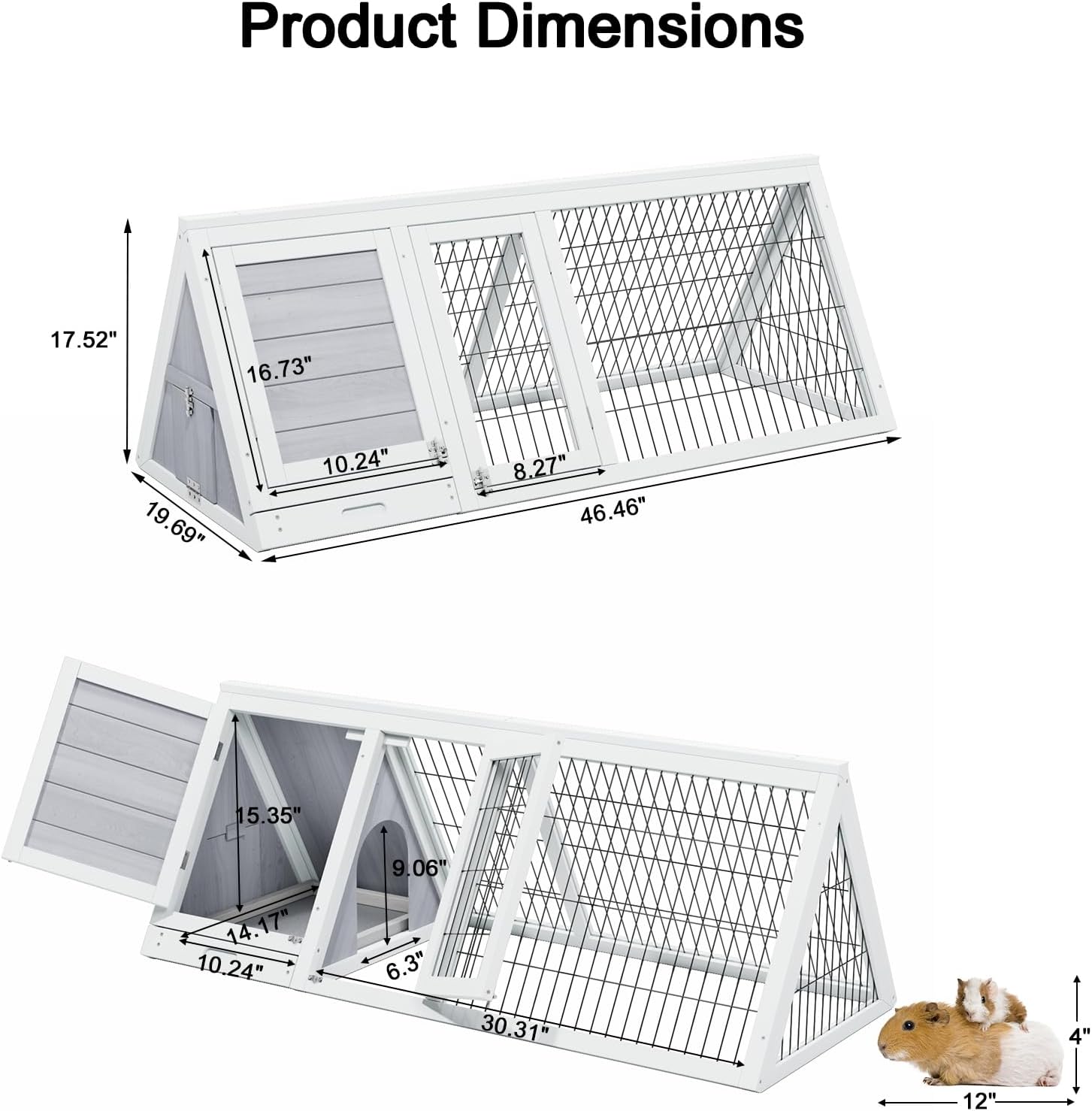 Chicken Coop for 2 Chickens Small Rabbit Hutch Quail Coop Wooden Bunny Cages Outdoor Chicken House w/Ventilating Wire