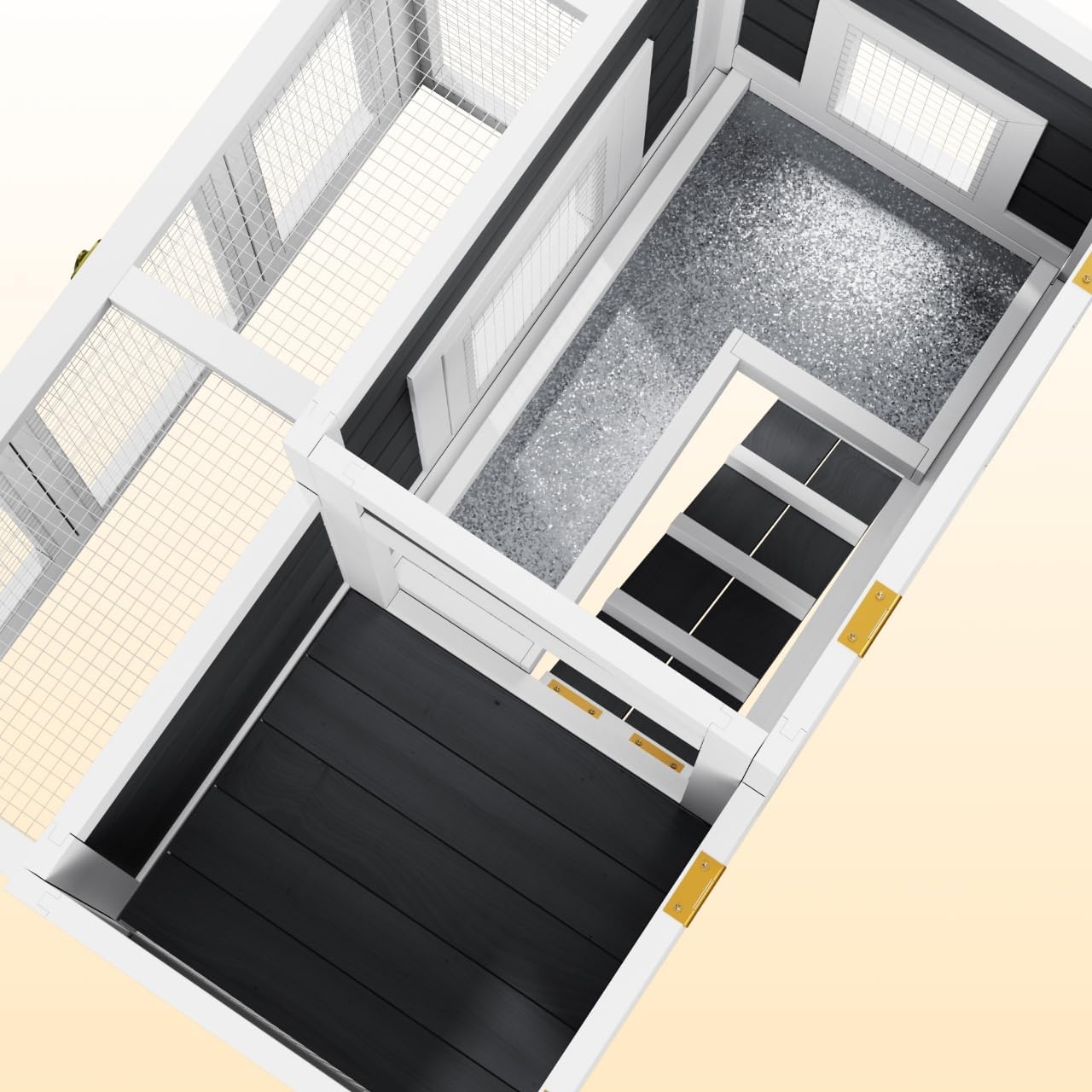 Rabbit Hutch Outdoor Wooden with Openable Waterproof Asphalt Roof Push-Pull Tray Multi-Door Design Suitable for Backyard
