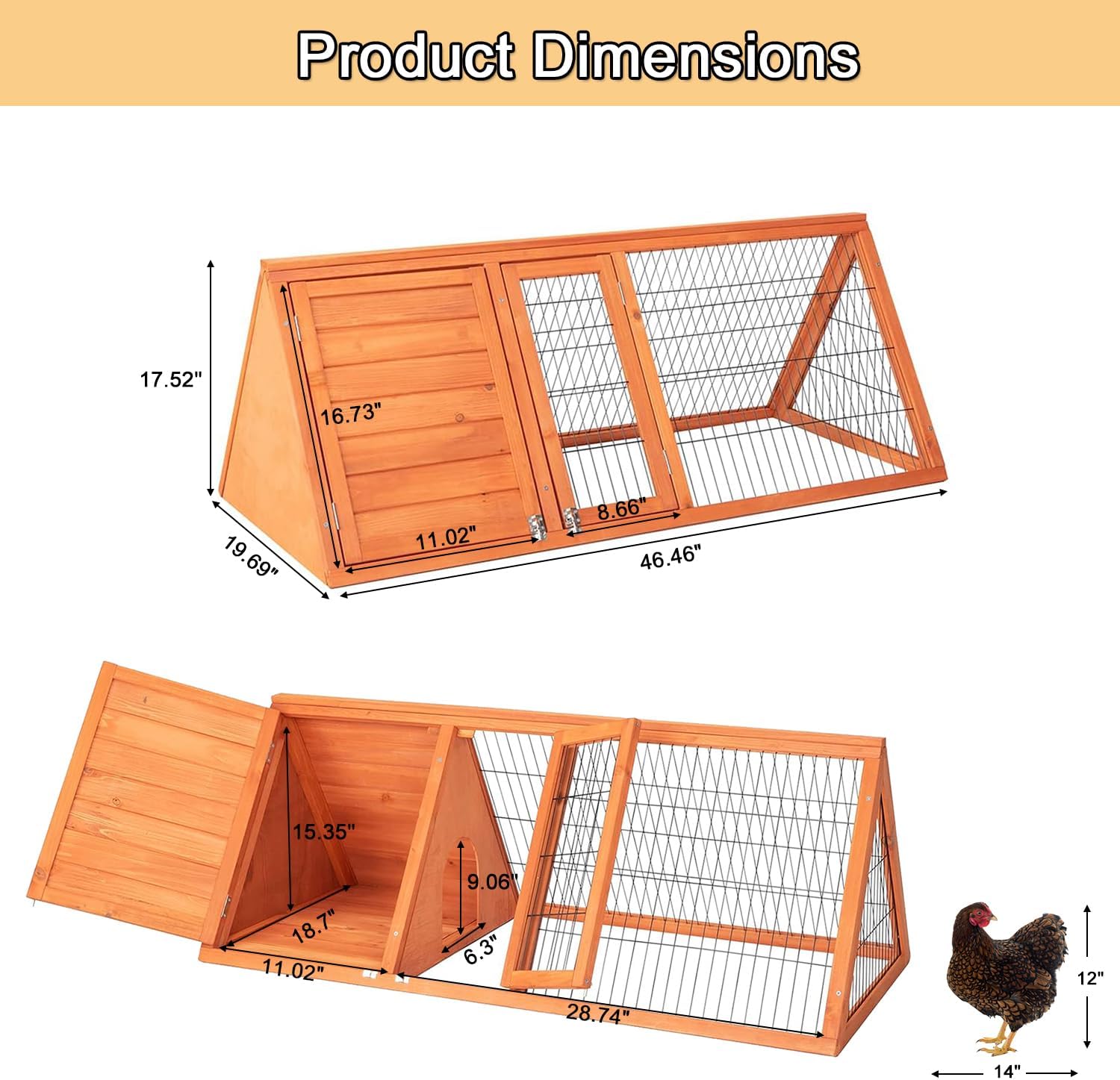 Small Chicken Coop Outdoor Wooden Poultry Hutch & Duck Coop, Quail Cages, Animal Pen