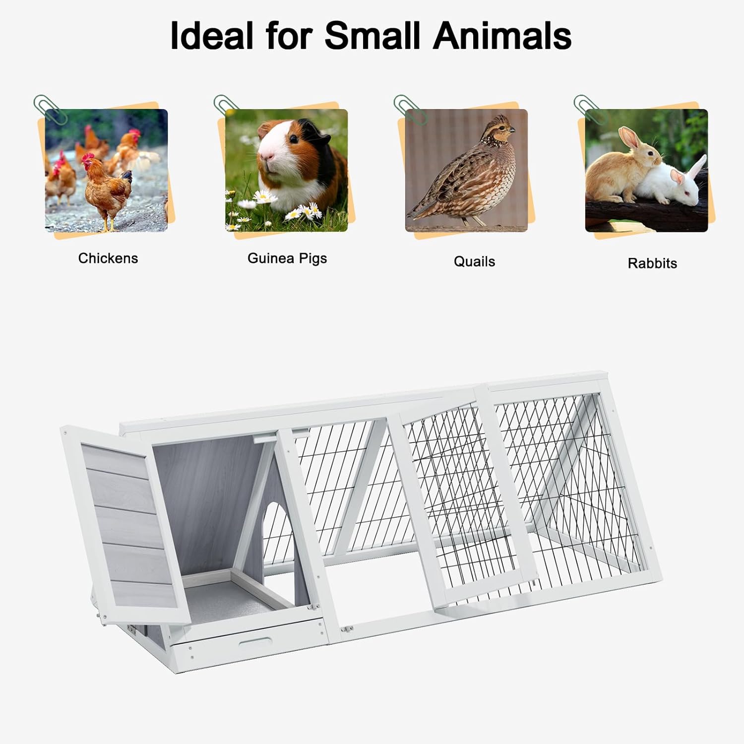 Chicken Coop for 2 Chickens Small Rabbit Hutch Quail Coop Wooden Bunny Cages Outdoor Chicken House w/Ventilating Wire