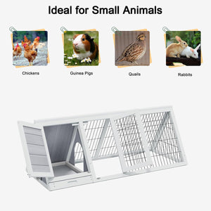 Chicken Coop for 2 Chickens Small Rabbit Hutch Quail Coop Wooden Bunny Cages Outdoor Chicken House w/Ventilating Wire