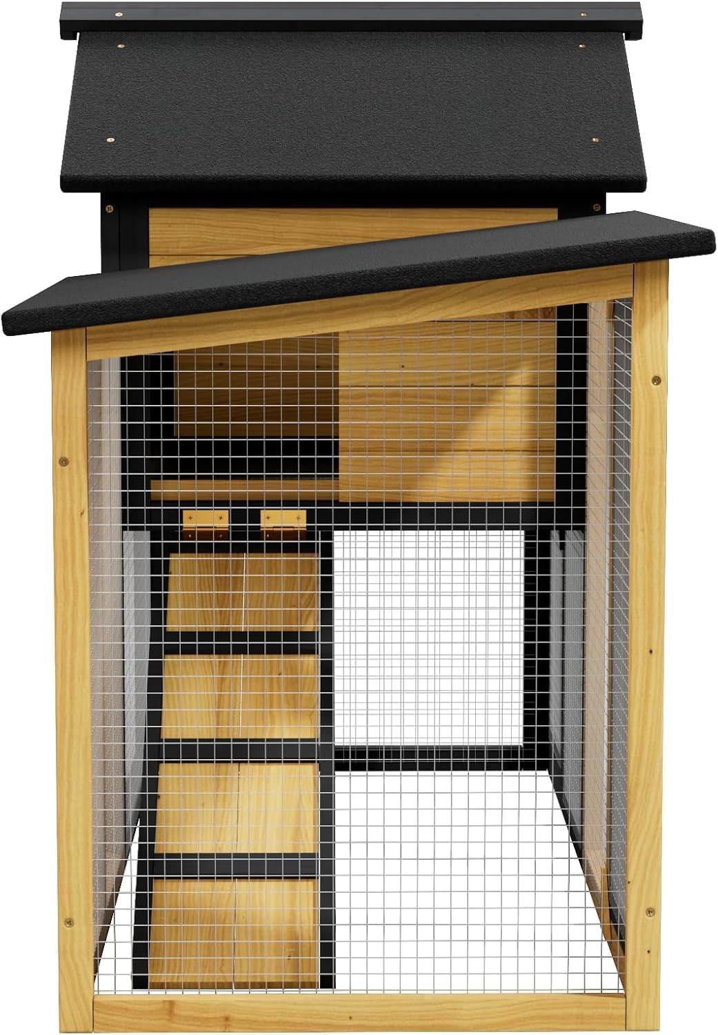 Chicken Coop Bunny Cage Premium Rabbit Hutch with Leak-Proof Roof, 2-Story Bunny House for Guinea Pigs & Hamster,Wooden Chicken House with Deep Pull-Out Tray, Waterproof Chicken Coop for Outside