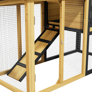 Chicken Coop Bunny Cage Premium Rabbit Hutch with Leak-Proof Roof, 2-Story Bunny House for Guinea Pigs & Hamster,Wooden Chicken House with Deep Pull-Out Tray, Waterproof Chicken Coop for Outside