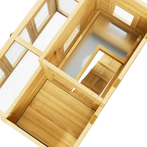 Chicken Coop Outdoor Wooden for 2-4 Chickens with Bitumen Waterproofing Roof, Runways, Pull-Out Trays and Openable Top for Backyard Poultry Cage