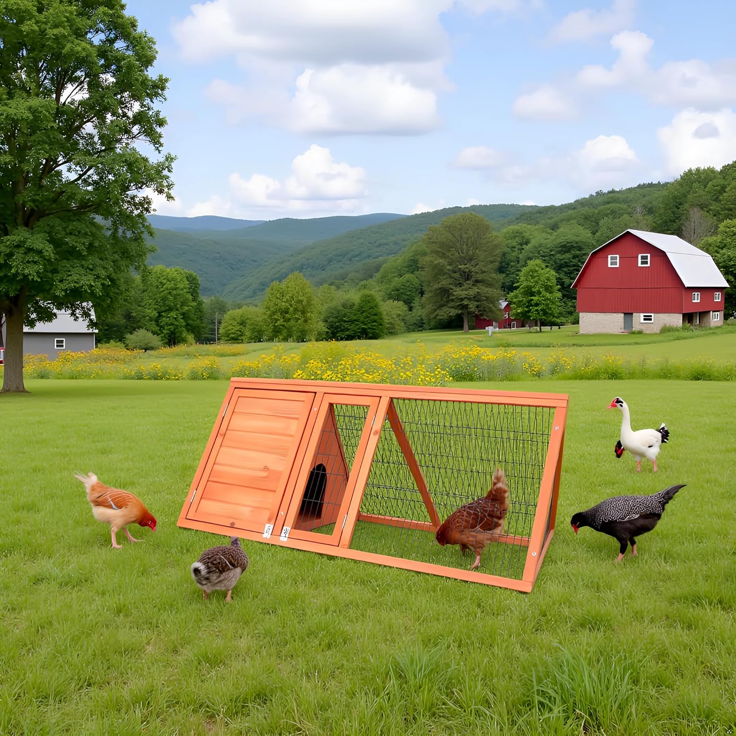 Small Chicken Coop Outdoor Wooden Poultry Hutch & Duck Coop, Quail Cages, Animal Pen