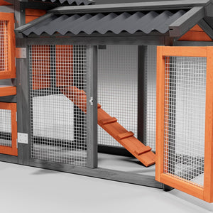 Chicken Coop,Wooden Duck House Outdoor Indoor,Hen House Poultry Quail Cage with Waterproof, Run, Elevated Retreat, Ramp, Door