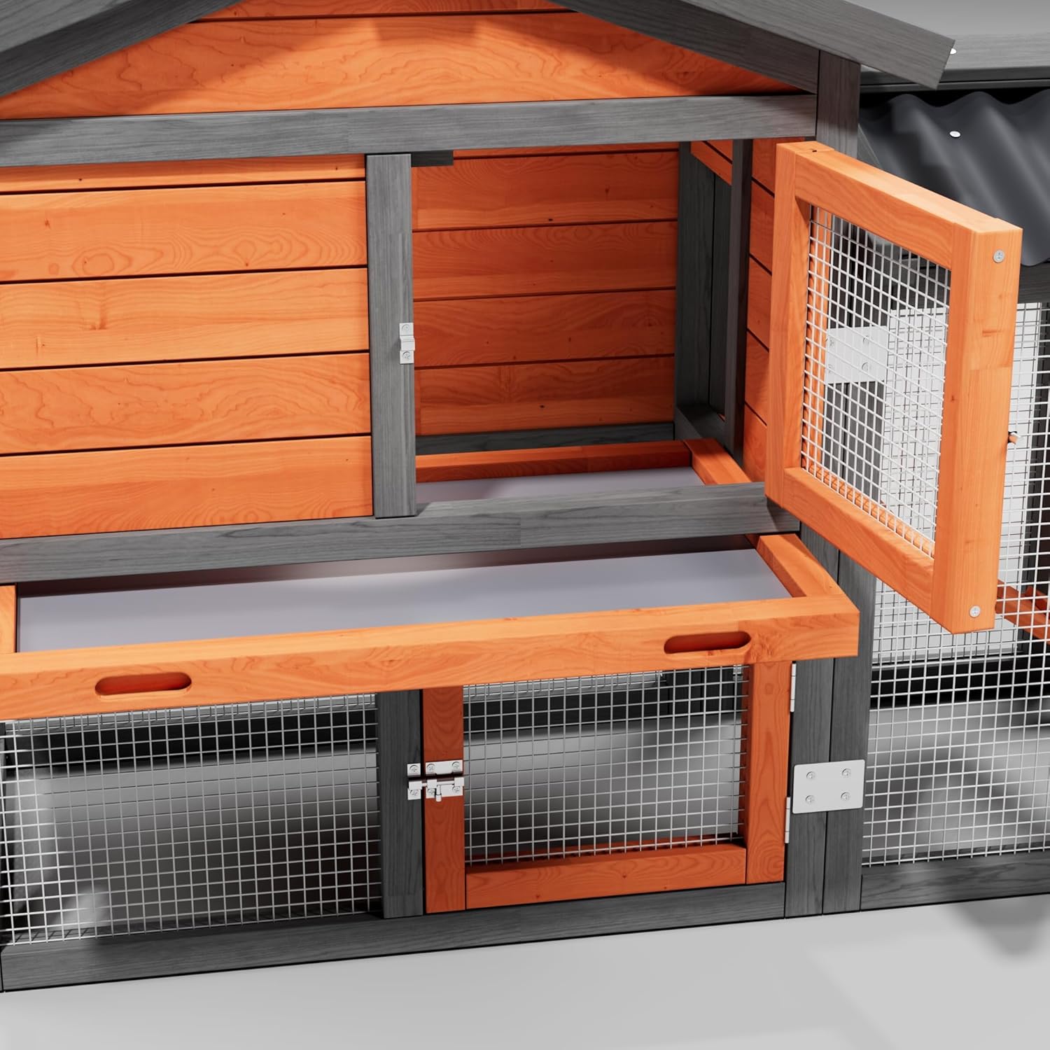 Chicken Coop,Wooden Duck House Outdoor Indoor,Hen House Poultry Quail Cage with Waterproof, Run, Elevated Retreat, Ramp, Door