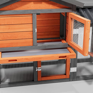 Chicken Coop,Wooden Duck House Outdoor Indoor,Hen House Poultry Quail Cage with Waterproof, Run, Elevated Retreat, Ramp, Door