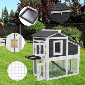 Rabbit Hutch, Wooden Indoor Outdoor Rabbit Cage Guinea Pig Cages with Removable Tray Waterproof Roof for Small Animals